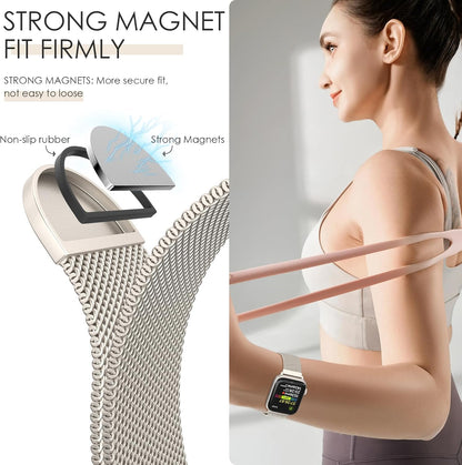 Original Milanese Loop Band Compatible with Apple Watch 38mm 40mm 41mm 42mm 44mm 45mm 46mm 49mm - Women & Men Magnetic Closure Adjustable Metal Strap for iWatch Series 11 10 9 8 7 6 5 4 SE2 3 Ultra2 3