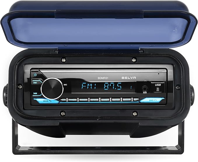 Belva BMRC7B Black Fully Enclosed Marine Radio CoverRadio Splash Guard for Deck or Overhead Installs, Water-Resistant Flip-up Style