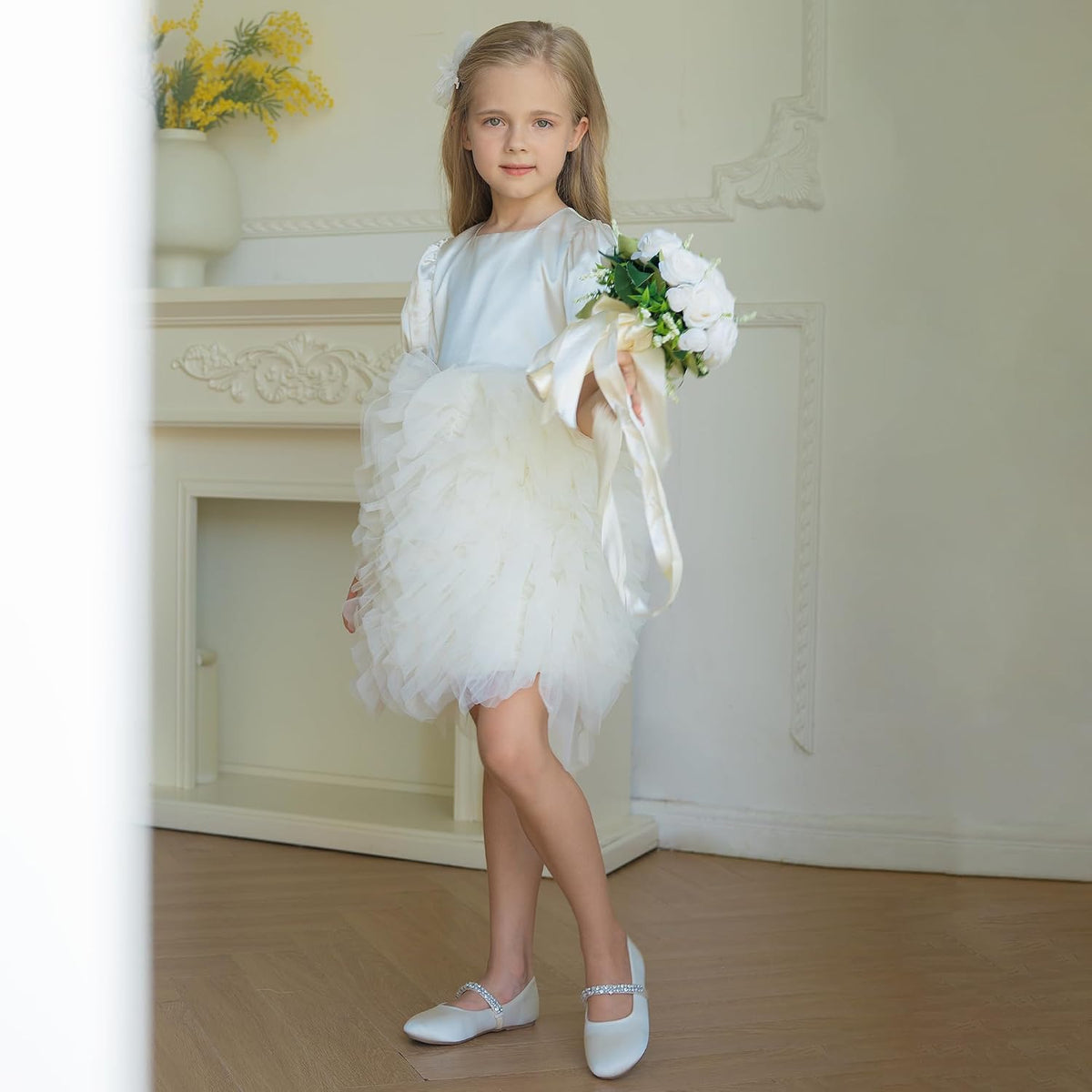 Girls Toddler Little Ballet Shoes - Flower Girls Mary Jane Flats Dress Shoes Party Wedding