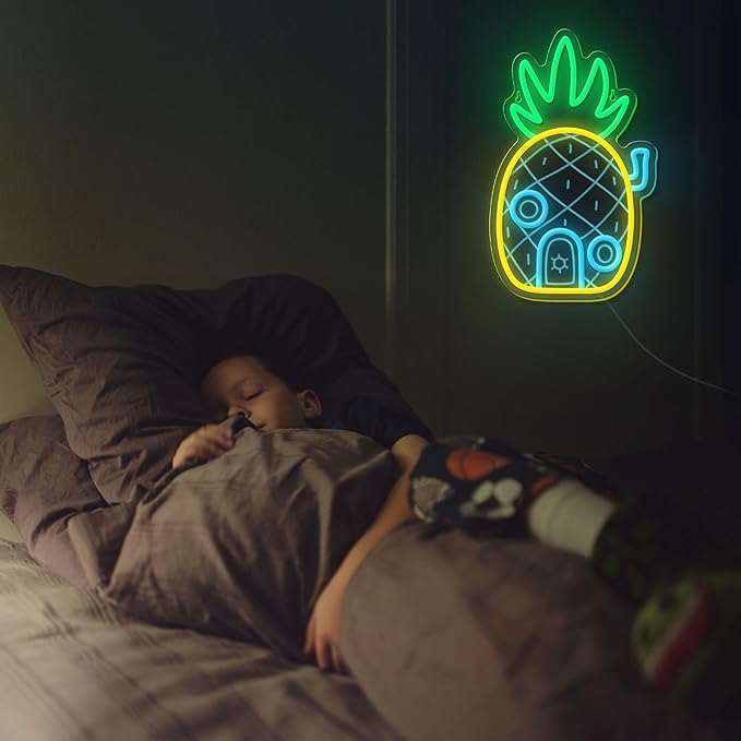 Dimmable neon sign with LED light under the sea and pineapple for wall decoration, ocean theme, children's room, bedroom, playroom, birthday party decoration, gifts for