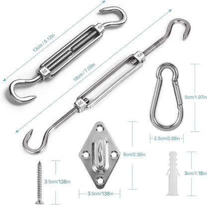 HOMPER Awning Attachment Set, Heavy Duty Sun Shade Sail Stainless Steel Hardware Kit for Garden Triangle and Square, Rectangle, Sun Shade Sail Fixing Accessories