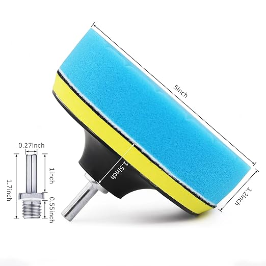 5 Inch Car Polishing Pads for Drill 125mm Buffing Kit with M14 Drill Adapter and Woolen Waxing Polishing Pads for Car Cleaning