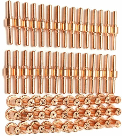 60Pcs Extended Long Electrode Tip Consumables For PT31 Air Plasma Cutter, Plasma Cutting Equipment Electrode Nozzle Kit