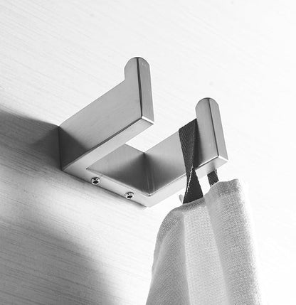 Elegant Double Towel Hook for Organized Serenity, Durable Stainless Steel Design, Any Bathroom Decor, Brushed Nickel