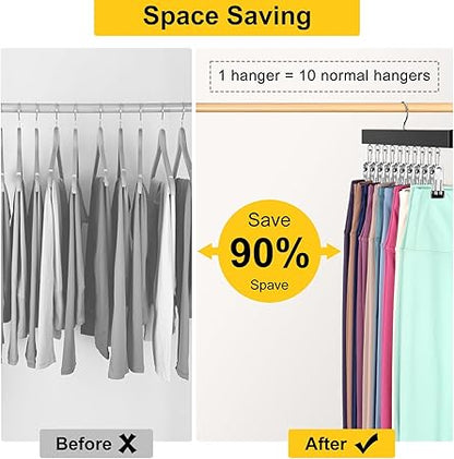 Legging Organizer for Closet, Pants Hangers with Clips Holds 20 Leggings, Jeans, Hats, Shorts, Socks, 360 Rotating Space Saving Hanging Clothes Organizer for Closet Organizers and Storage 2Pcs
