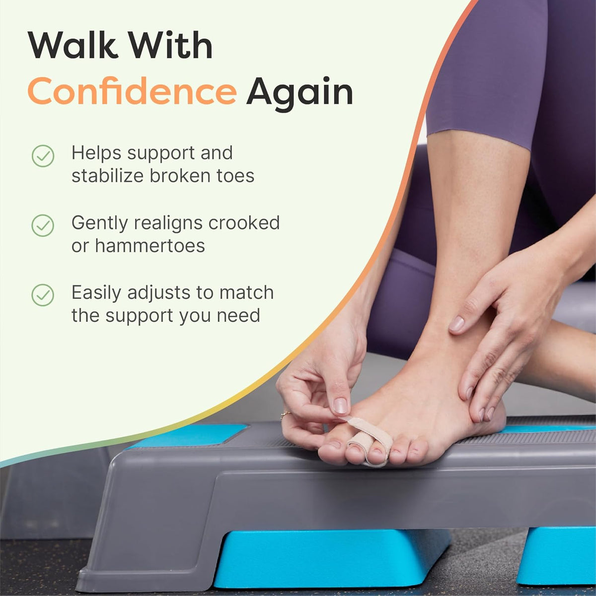 ZenToes Hammer Toe Corrector for Women & Men - Reusable Fabric Buddy Wraps for Broken Toes - Cushioned Toe Splint for Protection & Recovery & Hammertoe Straightener - 4 Count (OSFM, Firm Beige)