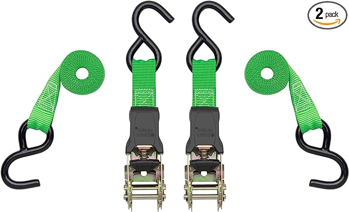 SmartStraps Ratchet Straps - 6ft GRN Padded Ratchet 2pk 1,500lb , green -SMAR138