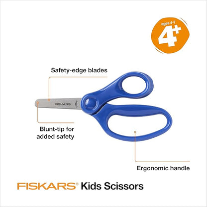 Fiskars - 5-inch blunt tip scissors for children aged 4 to 7 years, for school or crafts, back-to-school supplies, blue color