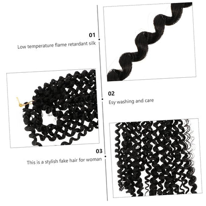 balacoo Water Ripple Wig Wigs Human Hair Crochet Hair Jumbo Braids Extensions Hair Curly Wig Hair Crochet Braiding Twist Hair Low Temperature Wire Black