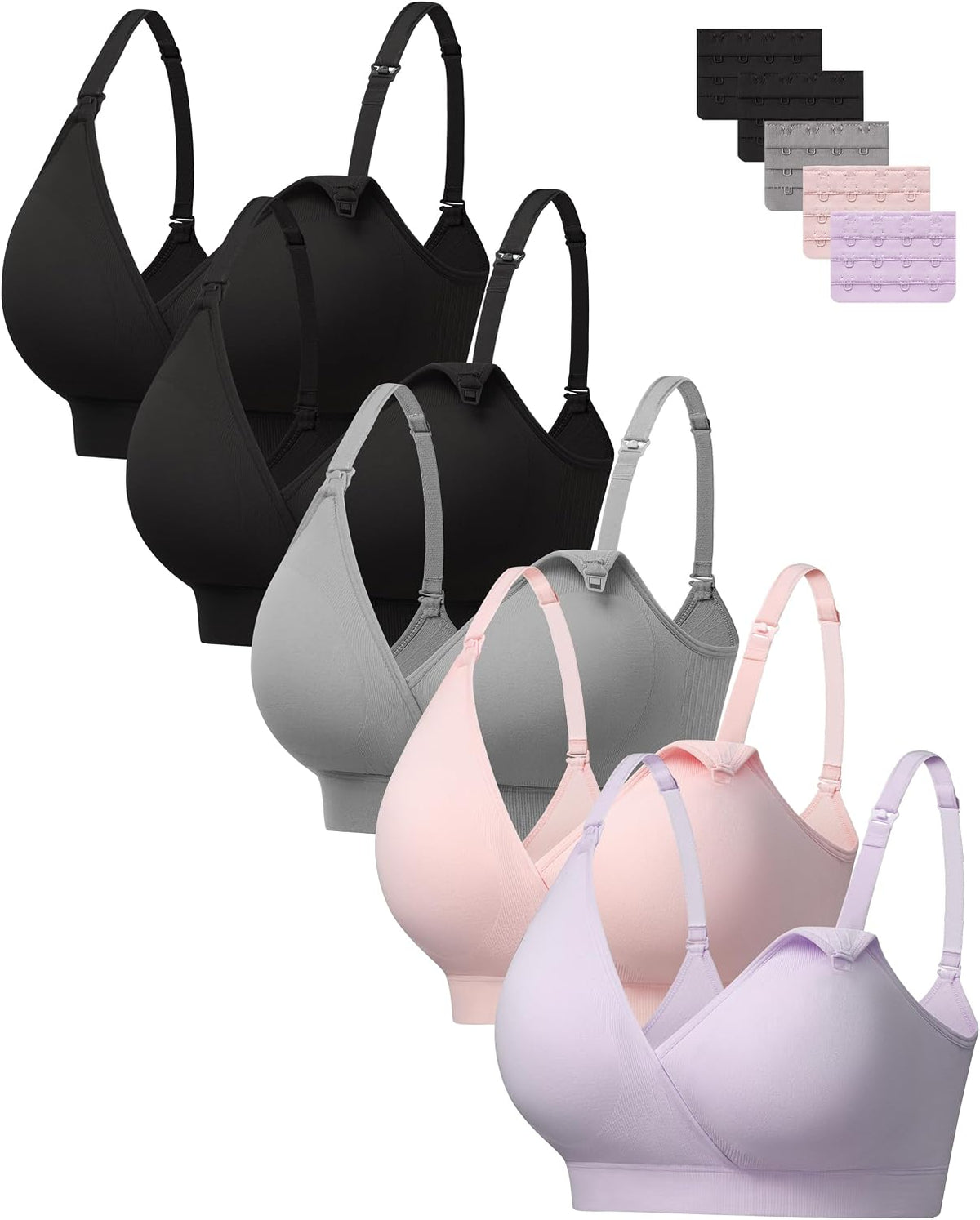 HBselect Nursing Bras for Breastfeeding, Seamless V Neck Maternity Bra Wireless Women Pregnancy Postpartum Bra Sleep Bralette