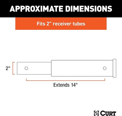 CURT 45795 14-Inch Long Trailer Hitch Extension for 2-Inch Receiver, 3,500 lbs
