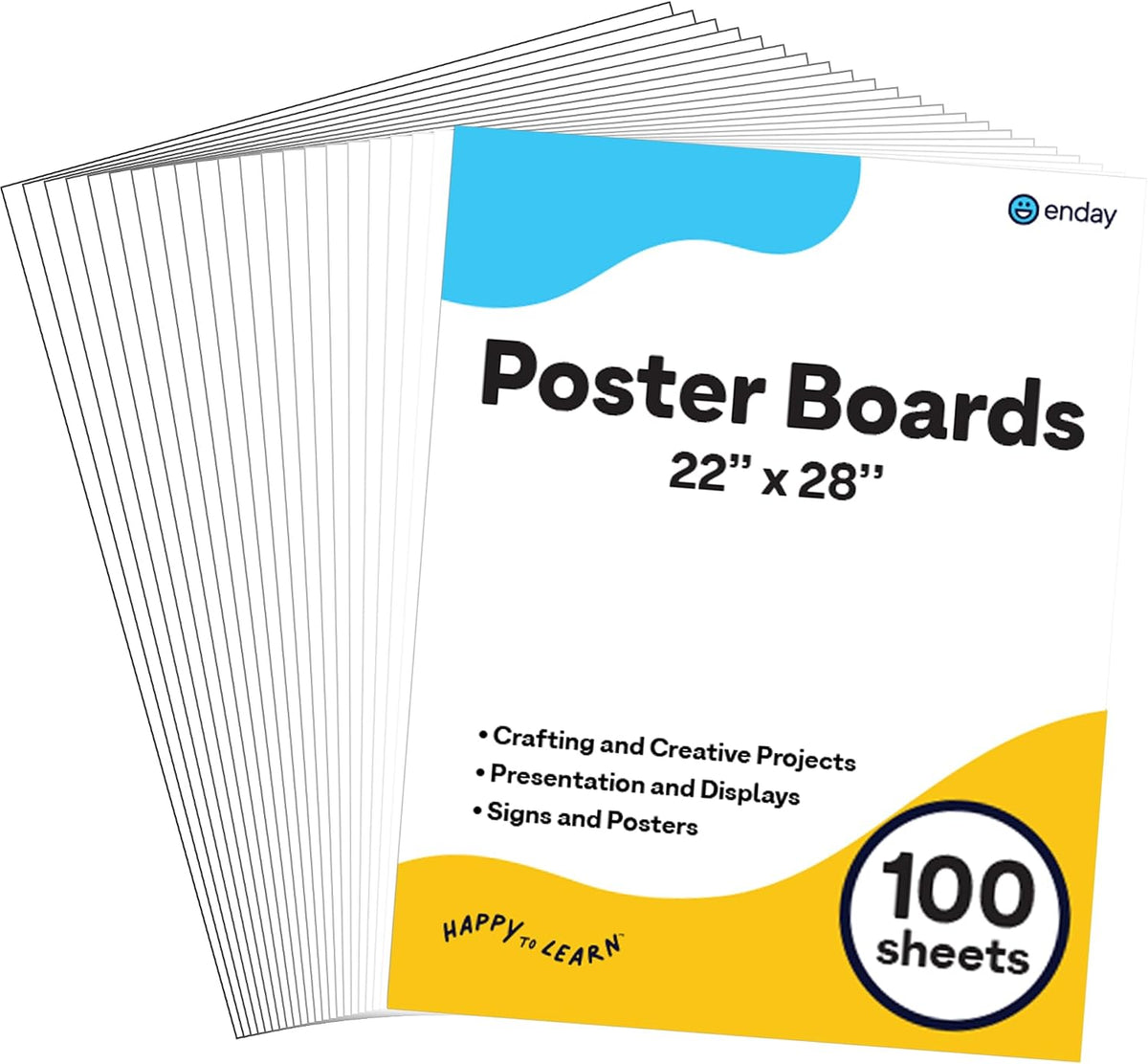 White Poster Board 22x28 Poster Paper, Value Poster Boards Pack of 100 Sheets Posterboard, Large Poster Board Bulk for School Supplies Art Craft Project Presentation - Enday (minor damage in one corner)