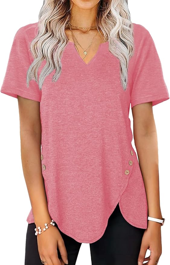 Lylinan Womens Tops V Neck Tshirts Short Sleeve Tunics for Women Fashion Summer Clothes