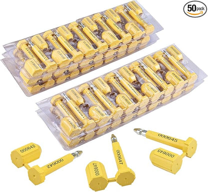 NovelBee 50pcs 0325751-0325800 Bolt Seal Shipping Seal with Print Progressive Numbering for Cargo Containers and Truck Trailers, Cargo Container Seals (Yellow)