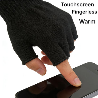 monochef Fingerless Gloves Half Finger Winter Warm Knit Thermal Working Running Biking Driving Typing Men Women Black ( Only one Pairs )