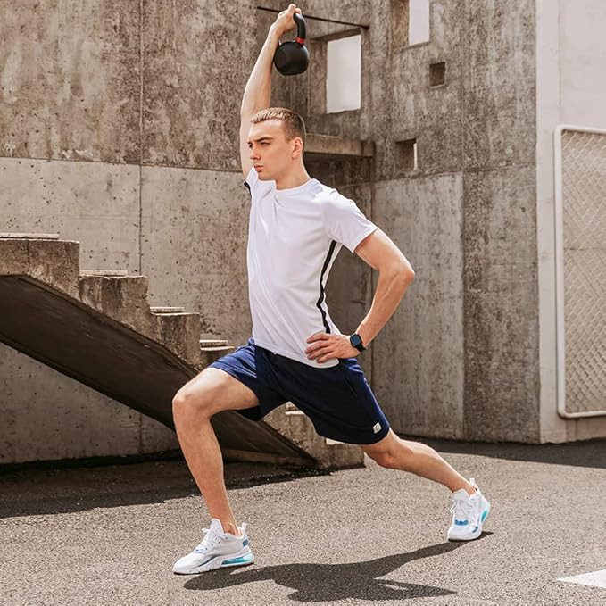 maamgic Mens Sweat Shorts 7" Above Knee Workout Gym Shorts Lounge Shorts with Zipper Pockets