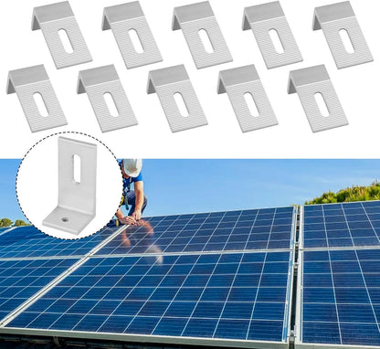 10PCS L Foot Solar Mount, Aluminum Alloy Bracket L Foot, Photovoltaic Mount, Solar Panel Mounting Brackets for Roof PV System Install Accessories(1pc
