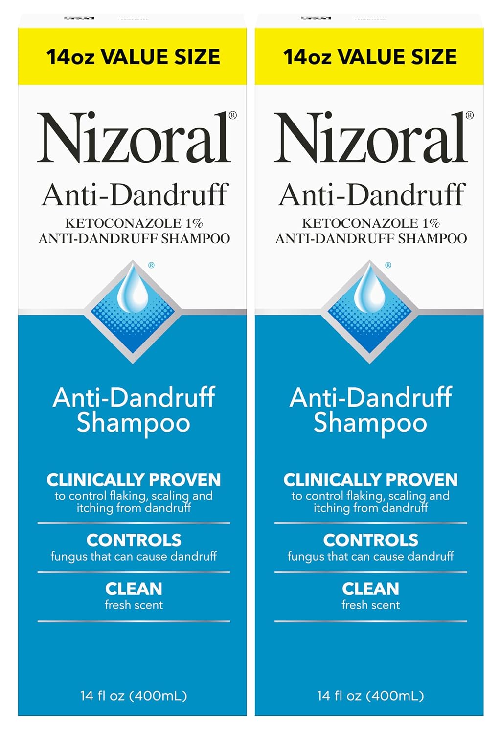 Nizoral Anti-Dandruff Shampoo with 1% Ketoconazole, 14 fl oz, 2 Pack
