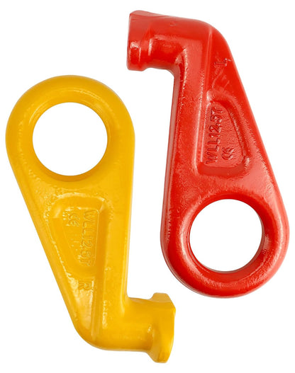 QWORK Shipping Container Lifting Hooks, 2 Pack 12.5 T Left & Right 45 Degree Alloy Steel Container Hook Lifting Lug for Shipping, Cargo, Storage, Moving, Yellow (Minor Scuffs On The Hooks)