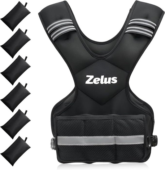 ZELUS Weighted Vest for Men and Women | 20-32lb Vest with 6 Ironsand Weights for Home Workouts | Adjustable Body Weight Vest Exercise Set for Cardio and Strength Training