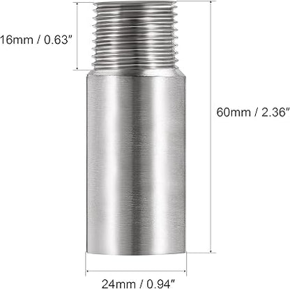 uxcell Shower Head Extension Arm Stainless Steel 12PT Male to 12PT Female Thread 60mm Length Cast Pipe Fitting Coupler 2Pcs
