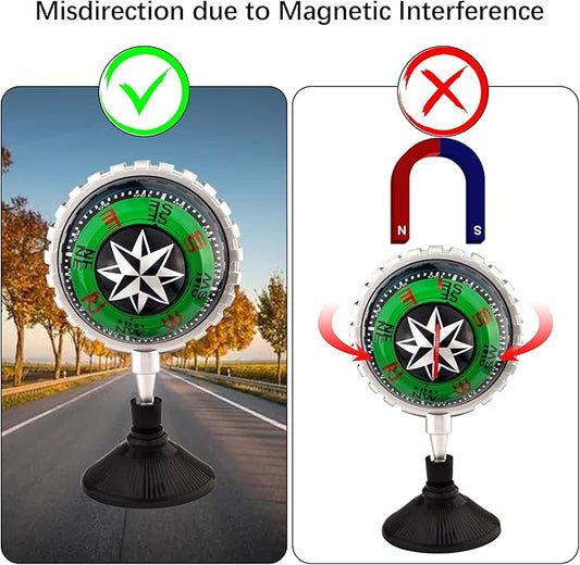 Adjustable Ball Night Vision Compass with The Bottom Suction Cup, Boat Compass Dash Mount, Adjustable Dash Car Compass for Car Marine Boat Ship
