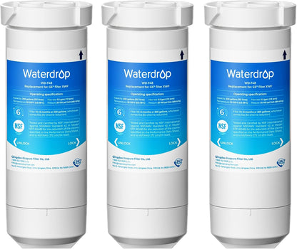 Waterdrop XWF (No-chip) Refrigerator Water Filter, Replacement for GE® WR17X30702, NSF 42/372 Certified, Compatible with GNE27, GFE26, GDE25, GSS25, PSE25 Series Refrigerators, 3-Pack (Not XWFE) ( Doesn't come with Origianl Boc )