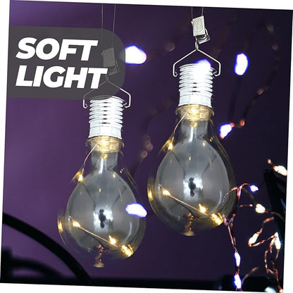 DOITOOL Solar Hanging Light Bulb Rotatable Outdoor Led Lamp with Transparent Shell Warm White Light for Garden Patio and Camping Low Power Consumption Hours Usage