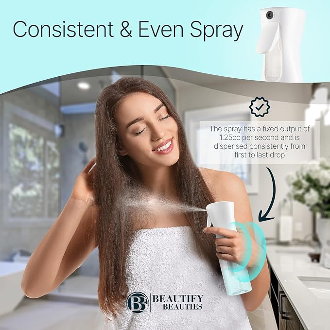 Hair Spray Bottle Continuous Water Mister Spray Bottle Empty Ultra Fine for Styling, Pets, Plants, water for Hair,Skincare, Plant Care, Pet Grooming, Cleaning