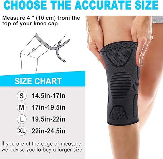 Double Couple 2 Pack Copper Knee Brace Knee Compression Sleeve Support for Men Women Knee Pain Working Out Running Sport Arthritis