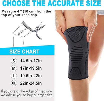 Double Couple 2 Pack Copper Knee Brace Knee Compression Sleeve Support for Men Women Knee Pain Working Out Running Sport Arthritis