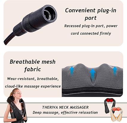 Theriva Shiatsu Neck  Back Massager - 3D Kneading with Heat for Pain Relief (Black)