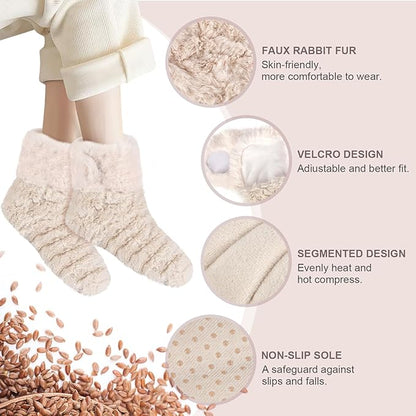 Microwavable Booties for Soothing Aching Feet, Foot Warmer for Bed, Microwave Heating Pad for Cold Day, Warmers Boots for Men & Women, Reduce Fatigue, L