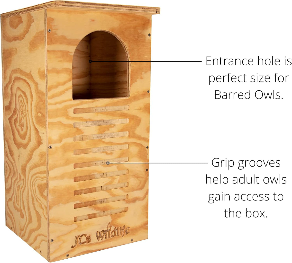 Barred Owl House Nesting Box, Recycled Poly Lumber Owl Box for Outside, Predator Guard, Made in USA (Owl house only; pine shavings and mounting hardware not included)