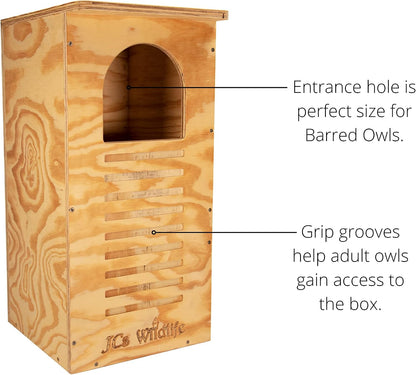 Barred Owl House Nesting Box, Recycled Poly Lumber Owl Box for Outside, Predator Guard, Made in USA (Owl house only; pine shavings and mounting hardware not included)