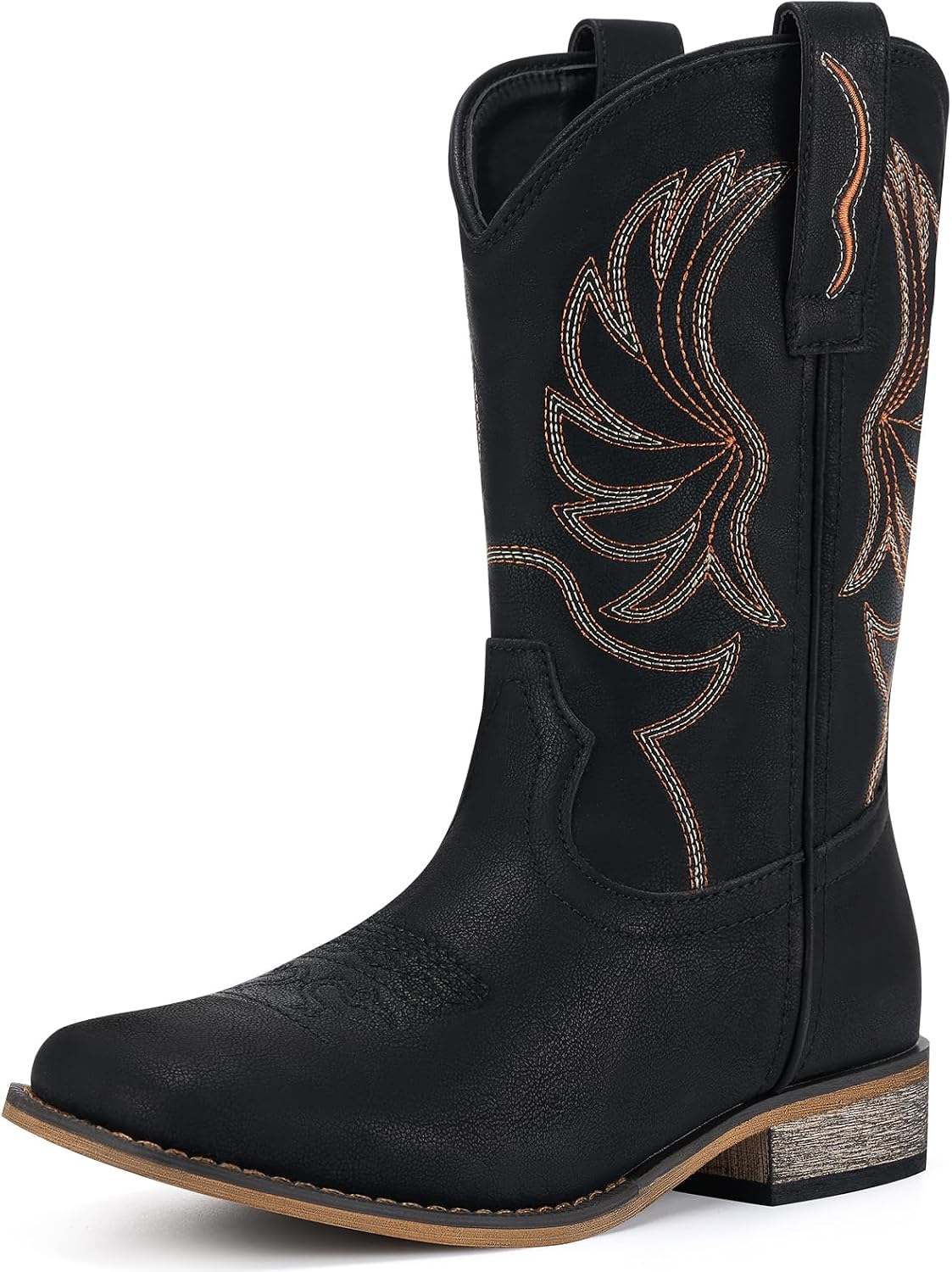 Rollda Kids Cowboy Boots for Boys Girls Western Square Toe Cowgirl Boots with Walking Heel (Toddler/Little Kid/Big Kid)
