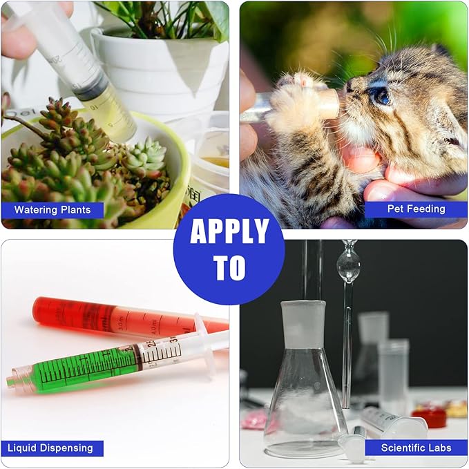 12 Pack 3ml Plastic Luer Lock Syringe, Measuring Syringe Individually Sealed for Scientific Labs, Measuring Liquids, Feeding Pets, Oil or Glue Applicator (3ml, 12)