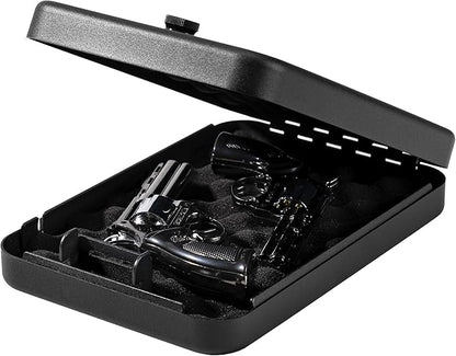 Gun Safe for Pistol Small Portable Handgun Lock Box with Combination Lock, Pistol Safe for Car, Home, Travel, 9.4" x6.6" x1.8",Black