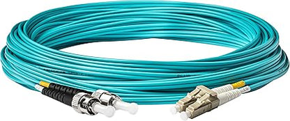 SpeedyFiberTX - 1-Pack 500 Feet Multimode OM3 Duplex ST to LC Fiber Patch Cable, Corning OM3 ClearCurve 50/125 Optical Fiber, Aqua Riser OFNR Cable Jacket