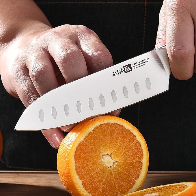 Contour High Carbon Steel 5.5 inch Santoku Kitchen Chef Knife
