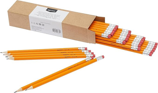 Basics Woodcased Classroom 2 Pencils with Erasers, Pre-sharpened, HB Lead, Value Pack of 30 count, Orange