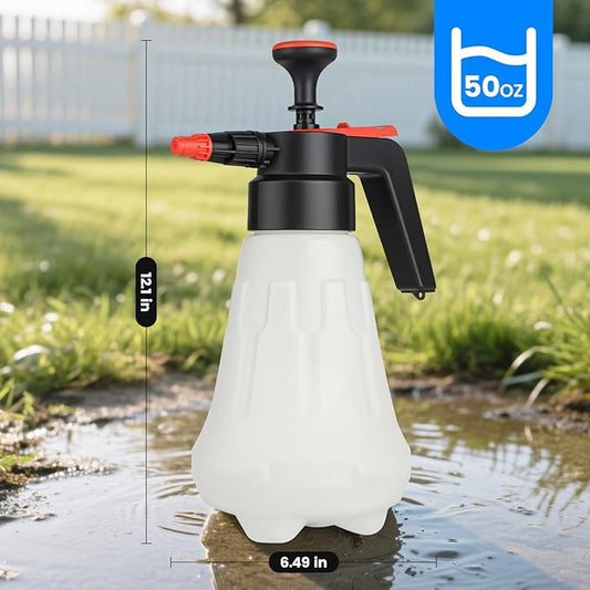 Awakening 1.5L Pump Foam Sprayer, 50oz Car Wash Foam Sprayer,0.26Gal Foaming Spraye Bottle with 2 Adjustable Nozzles, Durable Tank, Visible Scale, Suitable for Car Washing and Lawn&Garden Care