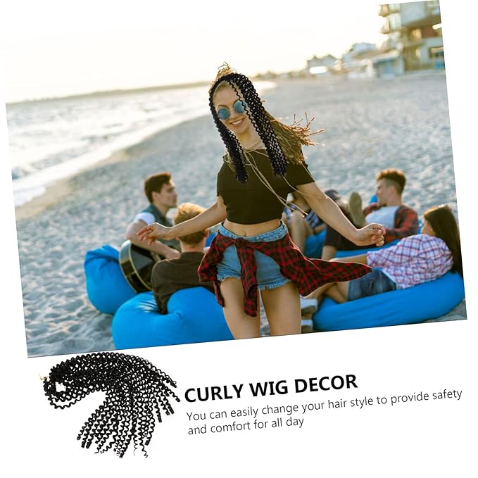 balacoo Water Ripple Wig Wigs Human Hair Crochet Hair Jumbo Braids Extensions Hair Curly Wig Hair Crochet Braiding Twist Hair Low Temperature Wire Black