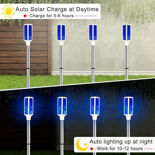 Aolyty Solar Lights Outdoor, Waterproof Driveway Markers Reflective, Warning Flash Light with 2 Lighting Modes, LED Solar Light 4 Pack for Parking Lots, Yard, Sidewalk, Stop Sign, 30 Inches (Orange)