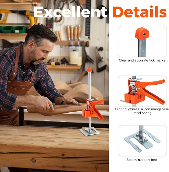 ZERONDER Labor-Saving Arm, 15.35-Inch Men's Labor-Saving Tool, 2-Piece Height Adjustment Device, Can Achieve 10.43 Inches of Lift Through The Arm, Used To Install Furniture, Cabinets, Tiles, Etc.