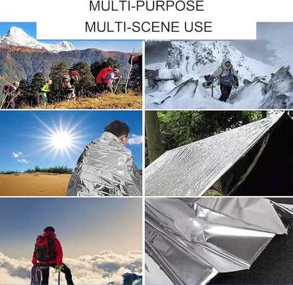 8-Pack Emergency Mylar Blankets, Reflective Space Blanket Survival Kit for Hiking, Camping, Outdoors  First Aid, 84" L x 52 W