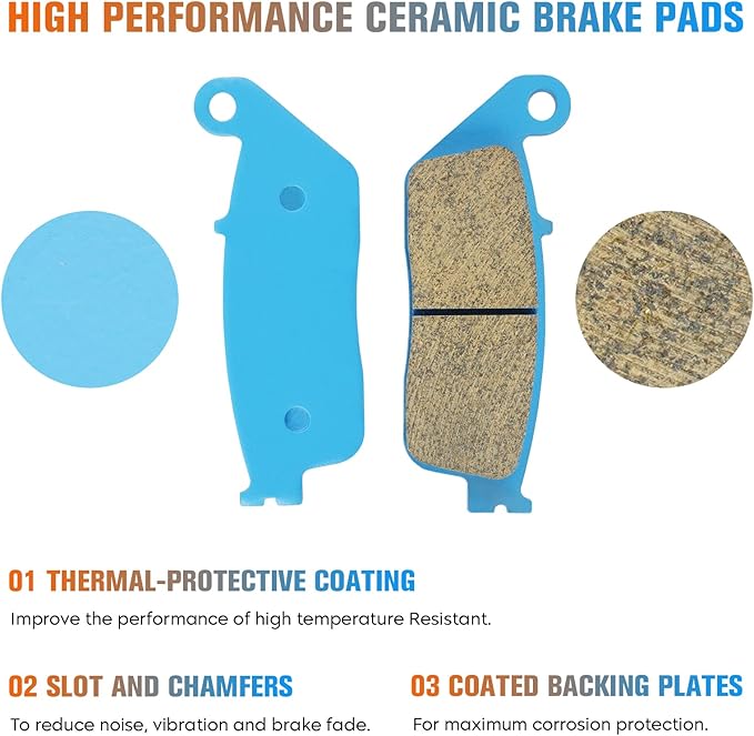 Youxmoto Ceramic Brake Pads Fit For Honda VT1100C2 Shadow ACE VT1100C3 Shadow Aero 1995-2001, Front Rear Brake Pads Fit For Honda VT13CX Fury  VT1300 2005-2011