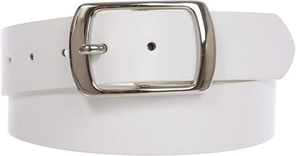 Women Casual PU Leather Dress Belt With Square Single Prong Buckle