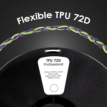 TPU Filament, 72D TPU Filament 1.75mm, Flexible Soft 3D Printer White Filament 1kg Spool, Dimensional Accuracy +/- 0.05