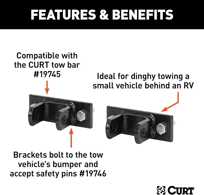 CURT 19748 Adjustable Bolt-On Tow Bar Bumper Brackets, 2-Pack